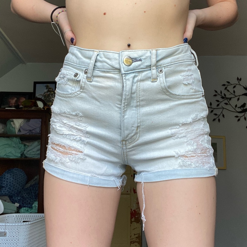 Super light wash jean shorts